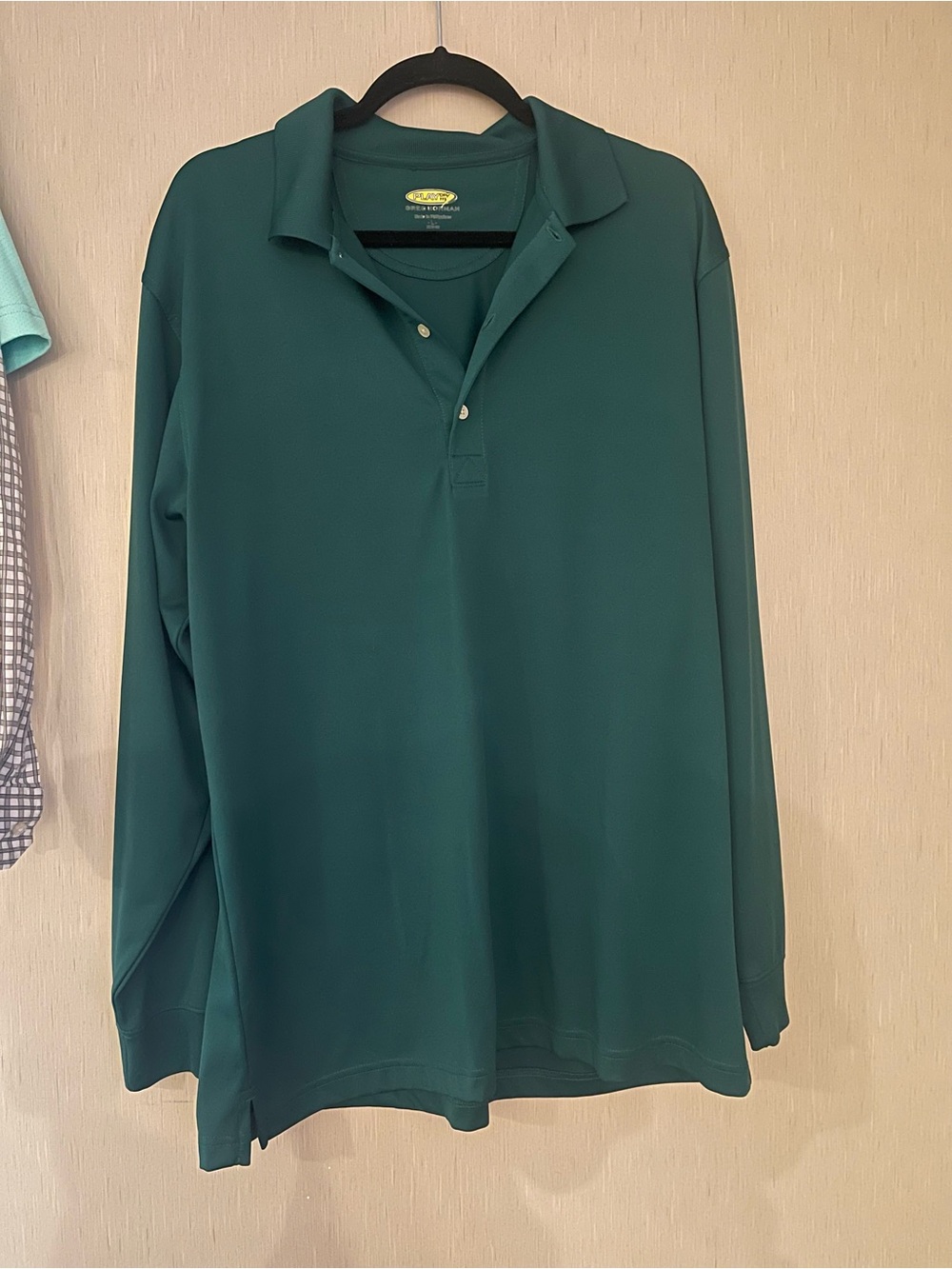 Greg Norman large athletic performance Long Sleeve Polo Shirt emerald Green